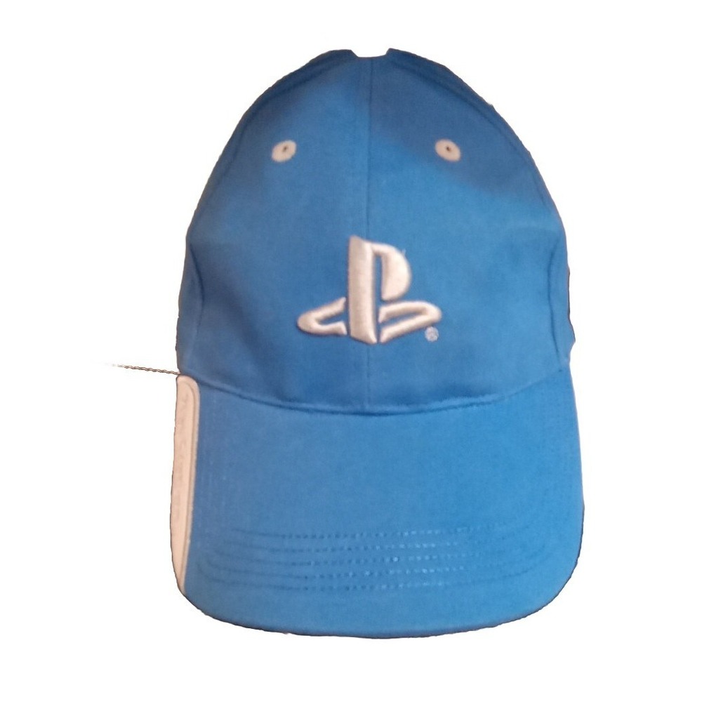 Vintage PlayStation Sony Hat Blue Gray Adjustable Ball Cap Video Game Logo